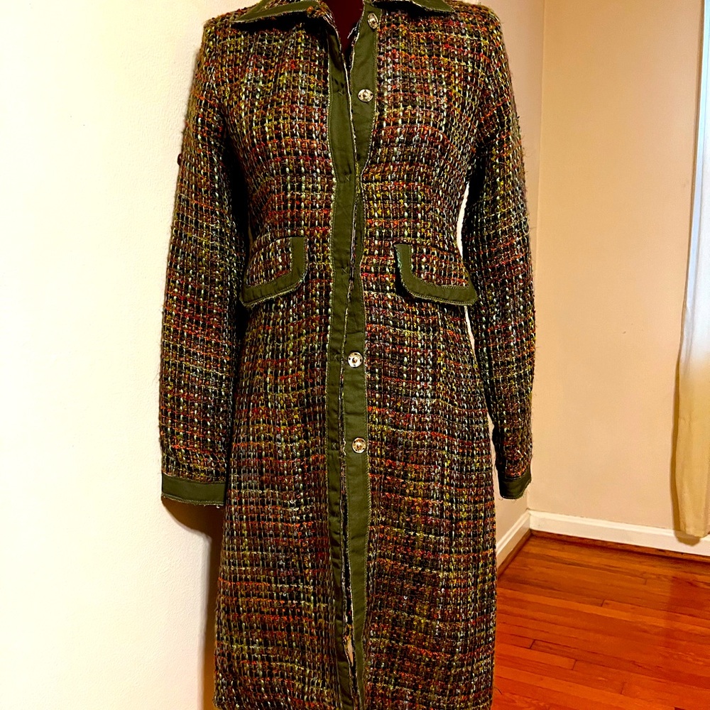 Shabby chic long tweed jacket